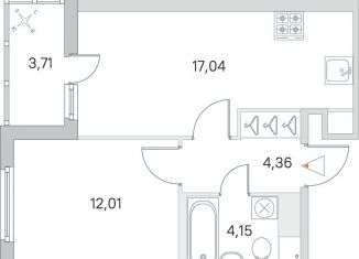 1-ком. квартира на продажу, 39.4 м2, городской посёлок Янино-1