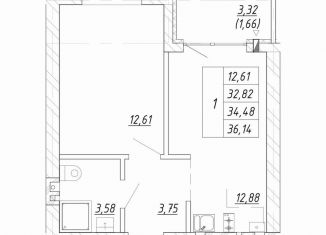 1-ком. квартира на продажу, 34.5 м2, Зеленоградск