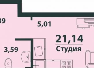 Продам 1-комнатную квартиру, 21.1 м2, Ульяновск, жилой комплекс Аквамарин-2, 5, Засвияжский район