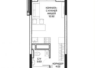 Продажа квартиры студии, 20.8 м2, Москва, улица Корнейчука, 27, метро Медведково