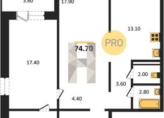 Продаю двухкомнатную квартиру, 74.7 м2, Новосибирск, метро Маршала Покрышкина, улица Николая Островского, 195/5