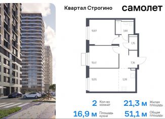 Продажа двухкомнатной квартиры, 51.1 м2, Красногорск, жилой комплекс Квартал Строгино, к2