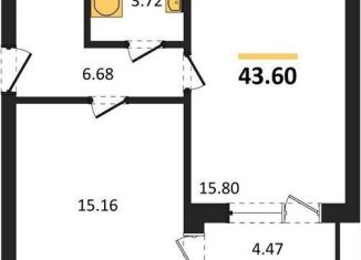 Продам 1-ком. квартиру, 43.6 м2, Калининград, Московский район