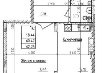 Продаю 1-ком. квартиру, 42.3 м2, Новосибирск, улица Дуси Ковальчук, 242, метро Красный проспект