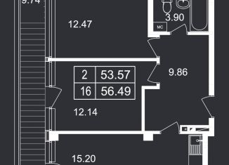 Продается 2-комнатная квартира, 56.5 м2, посёлок городского типа Гурзуф