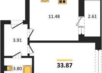 Продается 1-комнатная квартира, 33.9 м2, Калининград, Московский район