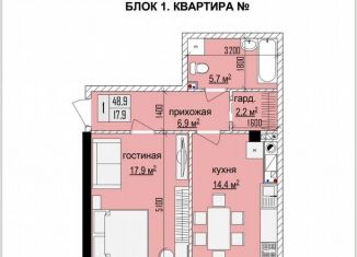 Продаю однокомнатную квартиру, 48.9 м2, Нальчик, улица Братьев Кушховых, 78