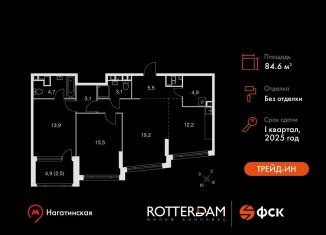 3-комнатная квартира на продажу, 84.6 м2, Москва, ЮАО, Варшавское шоссе, 37Ак2