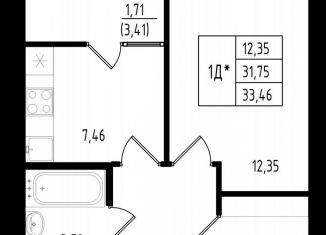 Продам однокомнатную квартиру, 33.5 м2, Казань, Авиастроительный район, улица Михаила Миля, 3