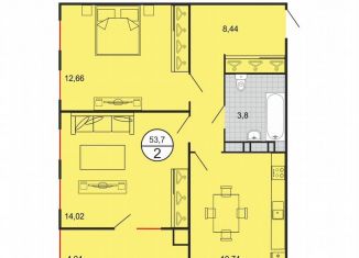 Продам 2-ком. квартиру, 53 м2, Ставрополь, микрорайон № 15