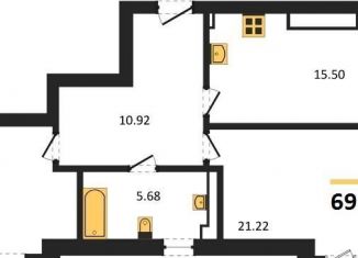 Продается 2-комнатная квартира, 69.8 м2, поселок Васильково