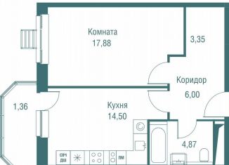 Продается однокомнатная квартира, 48 м2, Одинцово, ЖК Одинбург