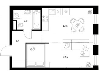 Продам 1-ком. квартиру, 35.4 м2, Москва, район Москворечье-Сабурово, жилой комплекс Москворечье, 1.3