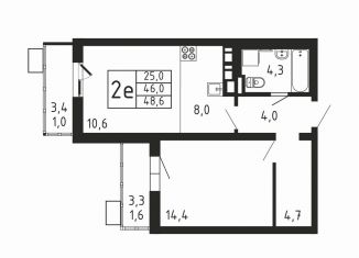 Продается двухкомнатная квартира, 48.6 м2, деревня Пирогово