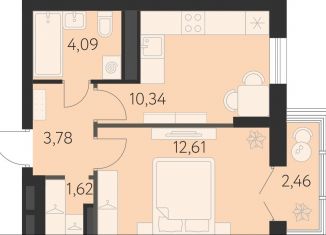 Продается 1-комнатная квартира, 33.5 м2, Екатеринбург, метро Чкаловская, улица Академика Ландау, 43