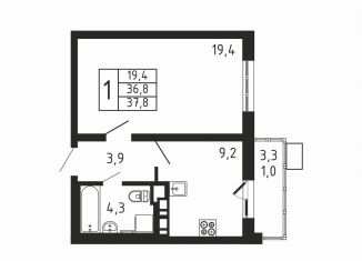 Продажа 1-ком. квартиры, 37.8 м2, деревня Пирогово, ЖК Пироговская Ривьера