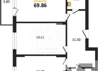 Продается 2-ком. квартира, 69.9 м2, поселок Малое Исаково