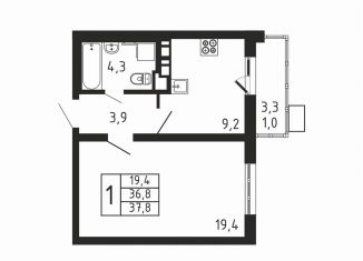 Продаю однокомнатную квартиру, 37.8 м2, деревня Пирогово, ЖК Пироговская Ривьера