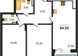 2-ком. квартира на продажу, 64.6 м2, Воронеж, Московский проспект, 66