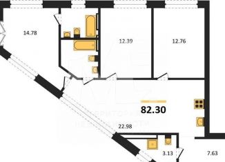 Продажа трехкомнатной квартиры, 82.3 м2, Калининград, улица Александра Невского, 194