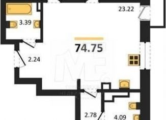 Продам 3-комнатную квартиру, 74.8 м2, Калининград, Батальная улица, 65Б, Московский район