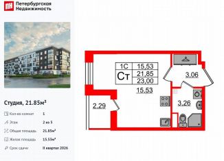 Продаю квартиру студию, 21.9 м2, Санкт-Петербург, муниципальный округ Пулковский Меридиан