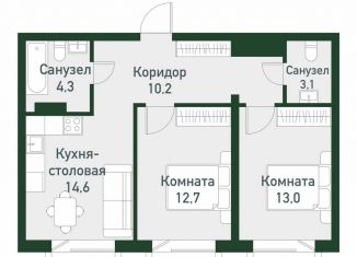 Продаю двухкомнатную квартиру, 58.6 м2, Челябинская область, Спортивная улица