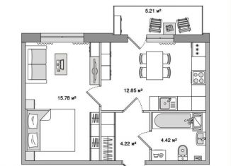 Продам 1-ком. квартиру, 42.5 м2, Санкт-Петербург, Белоостровская улица, 10к2, метро Лесная