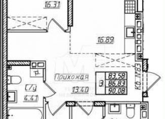 Продажа 3-комнатной квартиры, 86.8 м2, Пионерский