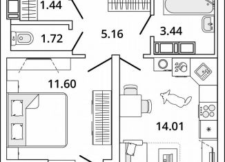 Продажа 1-ком. квартиры, 38.6 м2, Санкт-Петербург, метро Лесная