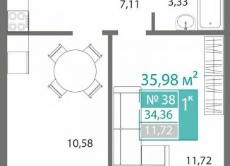 1-ком. квартира на продажу, 34.4 м2, Симферополь