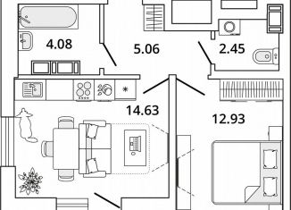 Однокомнатная квартира на продажу, 40.9 м2, Санкт-Петербург, метро Лесная