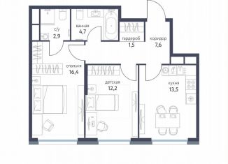 Продаю 2-комнатную квартиру, 58.8 м2, Москва, ЖК Сиреневый парк