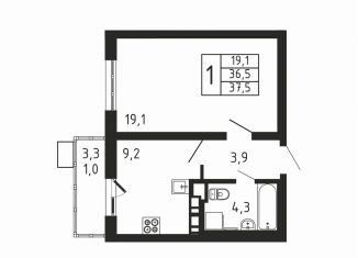 Продам 1-ком. квартиру, 37.5 м2, деревня Пирогово, ЖК Пироговская Ривьера