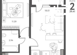 Продается 1-ком. квартира, 39.4 м2, Липецкая область, улица Перова, 2Д