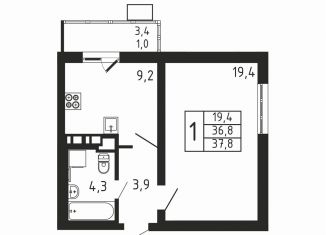 Продаю 1-ком. квартиру, 37.8 м2, деревня Пирогово, ЖК Пироговская Ривьера