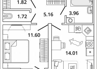 Продается однокомнатная квартира, 39.5 м2, Санкт-Петербург, метро Лесная