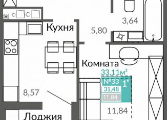 Продается однокомнатная квартира, 31.5 м2, Крым