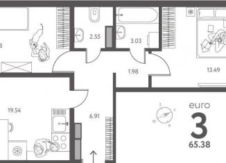 Продаю 2-ком. квартиру, 65.4 м2, Липецк