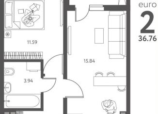 Продажа 1-комнатной квартиры, 36.8 м2, Липецк