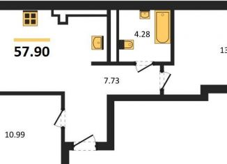 Продаю двухкомнатную квартиру, 57.9 м2, Калининград, Московский район