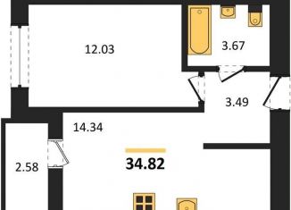 Продается однокомнатная квартира, 34.8 м2, Калининград, Московский район, Крейсерская улица, 13к1