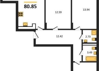 Продажа 3-комнатной квартиры, 80.9 м2, Калининград, Батальная улица, 65Б, Московский район