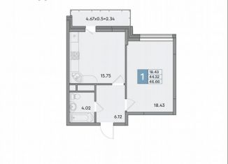 Продается 1-ком. квартира, 46.7 м2, Краснодарский край, улица Шоссе Нефтяников, 26