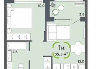 1-ком. квартира на продажу, 35.5 м2, Тюмень, Центральный округ