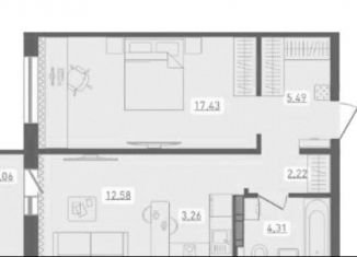 Продажа 2-комнатной квартиры, 46.8 м2, Новосибирск, улица Забалуева, с9, Ленинский район