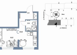 Продаю 1-ком. квартиру, 25.6 м2, Екатеринбург, Шефская улица, 28