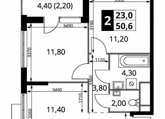 Продаю 2-комнатную квартиру, 50.6 м2, Химки