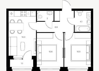 Продам двухкомнатную квартиру, 49.5 м2, Татарстан, улица Сибирский Тракт, 13