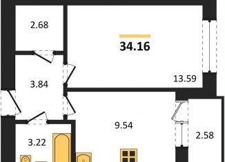 Продам однокомнатную квартиру, 34.2 м2, Калининград